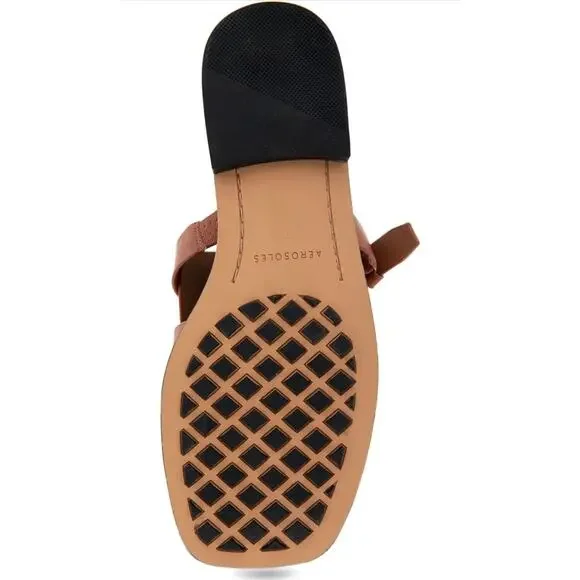 Aerosoles womens St.marks Slide Sandal Ginger Bread Leather Size 5.5